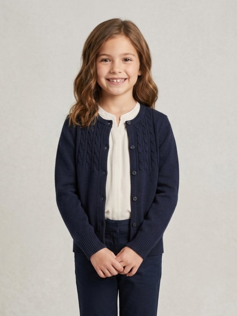 Chaps Girl's Size Medium (8/10) Navy Blue Knit Button Cardigan